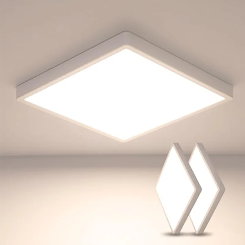 2 Stück ultradünne LED-Deckenleuchte – quadratisch 30 cm, weiß, 36 W, neutrales Licht 5000 K – für Wohnzimmer und Schlafzimmer – Bild 2