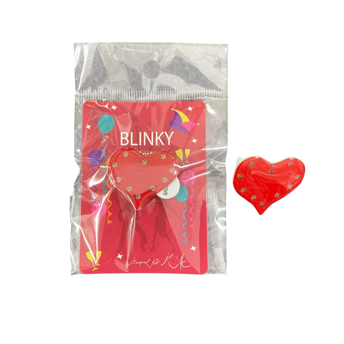 Karneval Ansteckbutton Karnevalspins Blinky Herz Rot