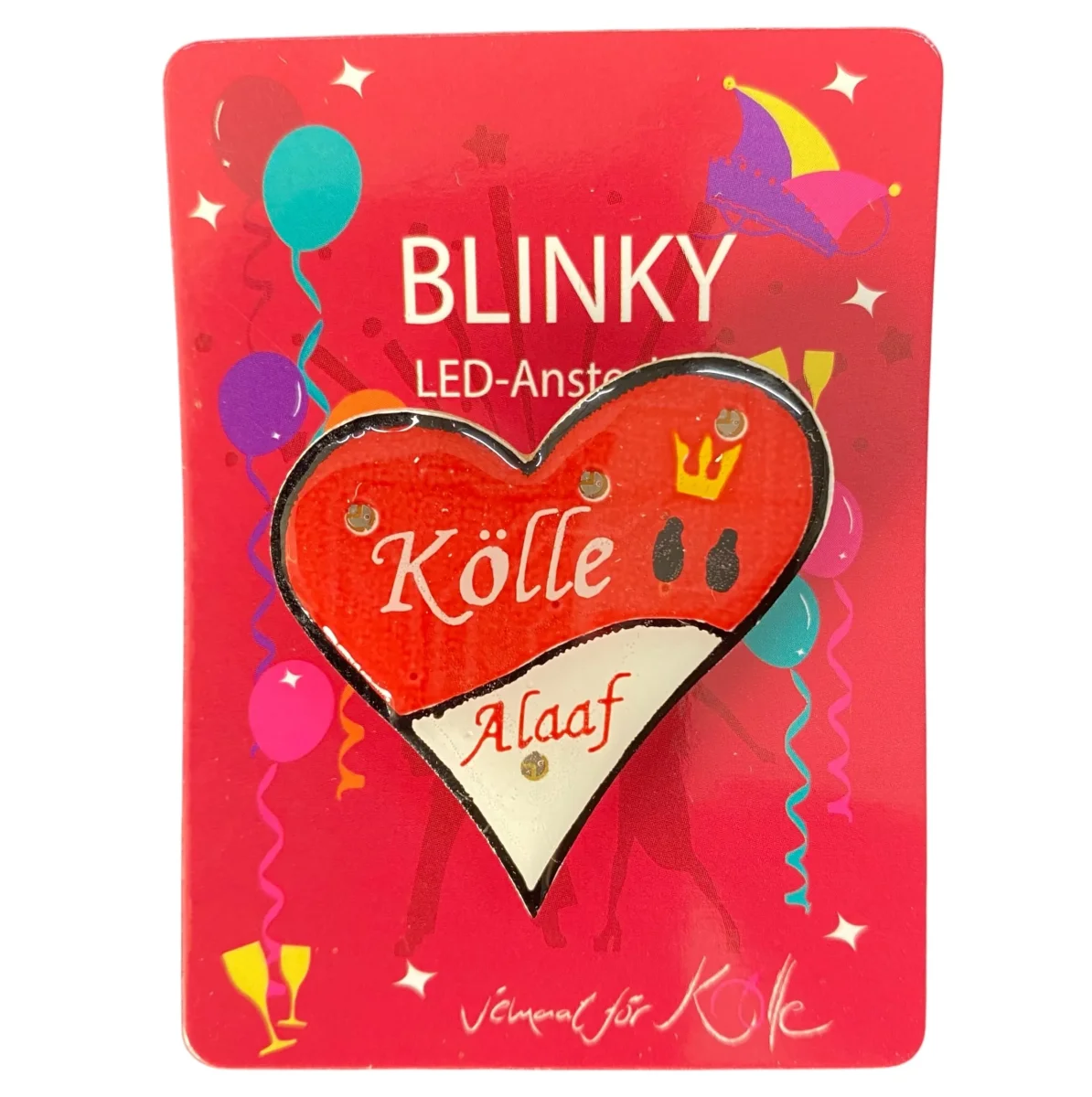 Karneval Ansteckbutton Karnevalspins Blinky Herz Kölle Alaaf 4 cm