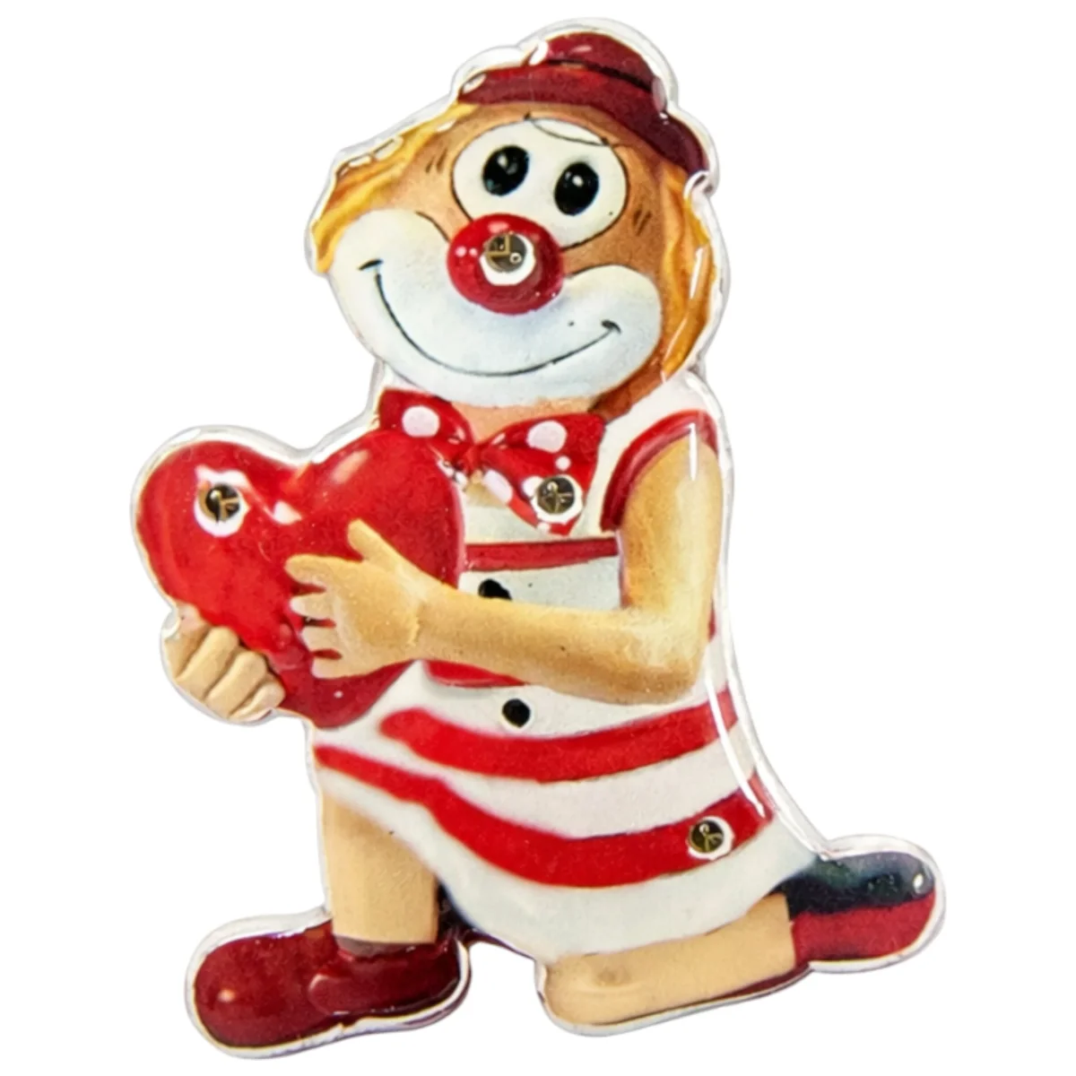 Schmitzens Clown Ansteckbutton Karnevalspin Blinky Herz Kniend 5,5 cm