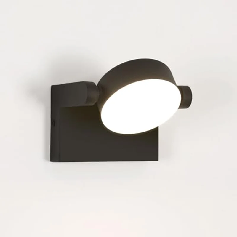 Schwarze Außenwandleuchte, runde Form, drehbar, 14,5 x 10 x 15,5 cm, 20 W, neutrales Licht – für Garteneingang, Garage