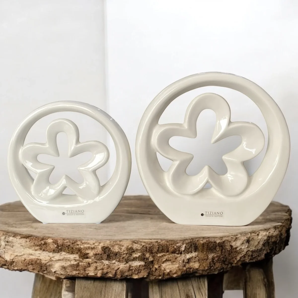 Tiziano LED Keramik Deko Blume Alisa im Ring mit Timer 16,5 cm 21 cm – Bild 3