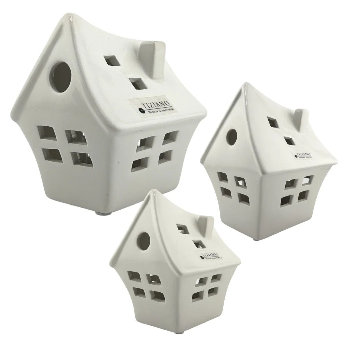 Tiziano LED Keramik Deko Haus Pendola mit Timer 10 cm 12 cm 16 cm
