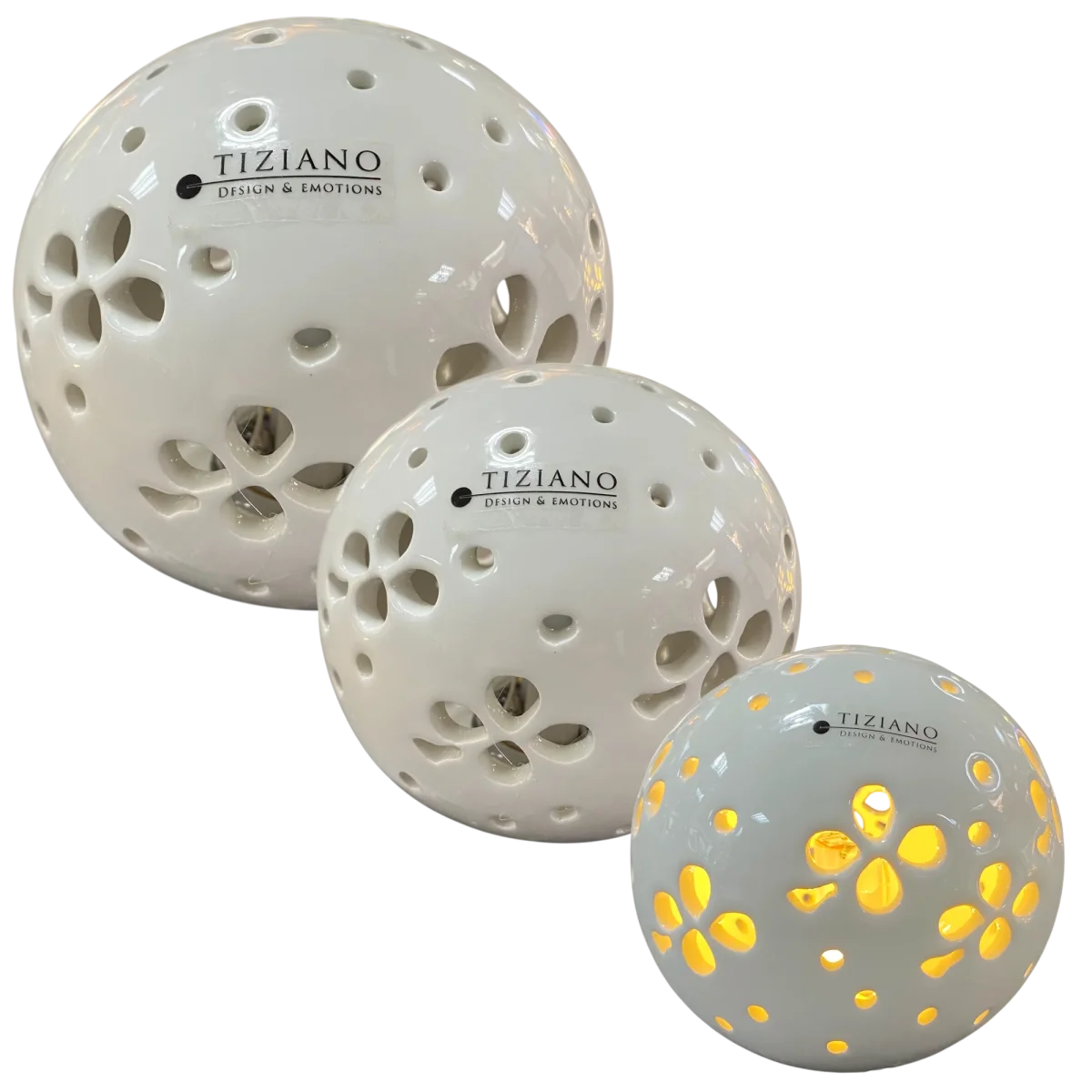 Tiziano LED Keramik Deko Lichtkugel Pallina mit Timer 8 cm 10 cm 12 cm