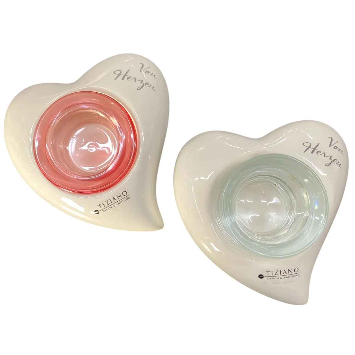 Tiziano Keramik Deko Teelichthalter Herz Amore mit Glas Trixy 13,5 cm