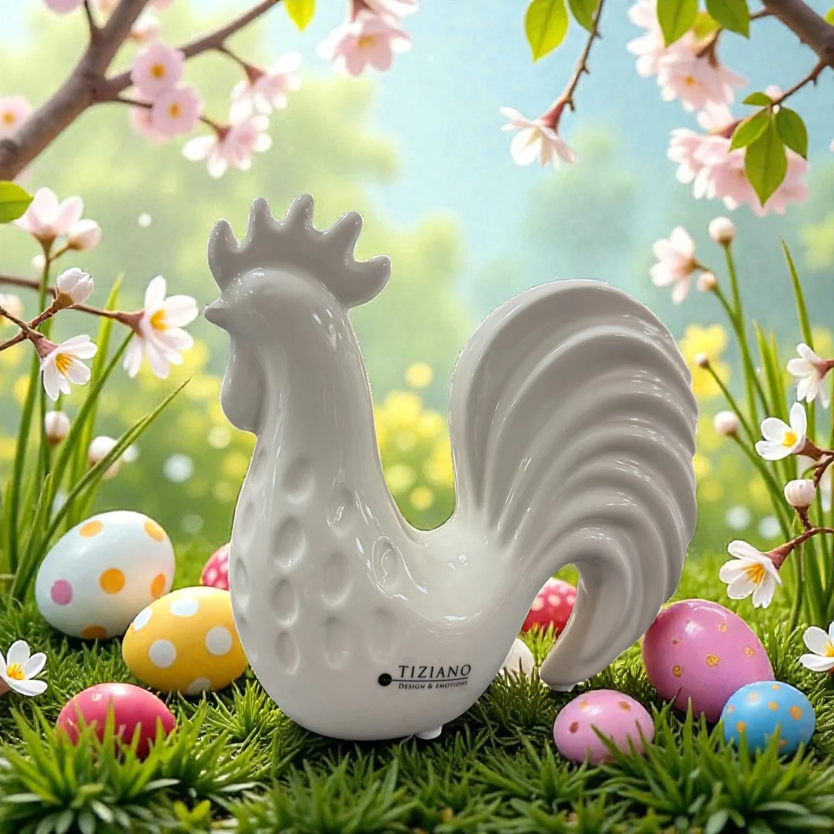 Tiziano LED Keramik Deko Hahn Ricco mit Timer Funktion 16 cm 20 cm 24 cm – Bild 4