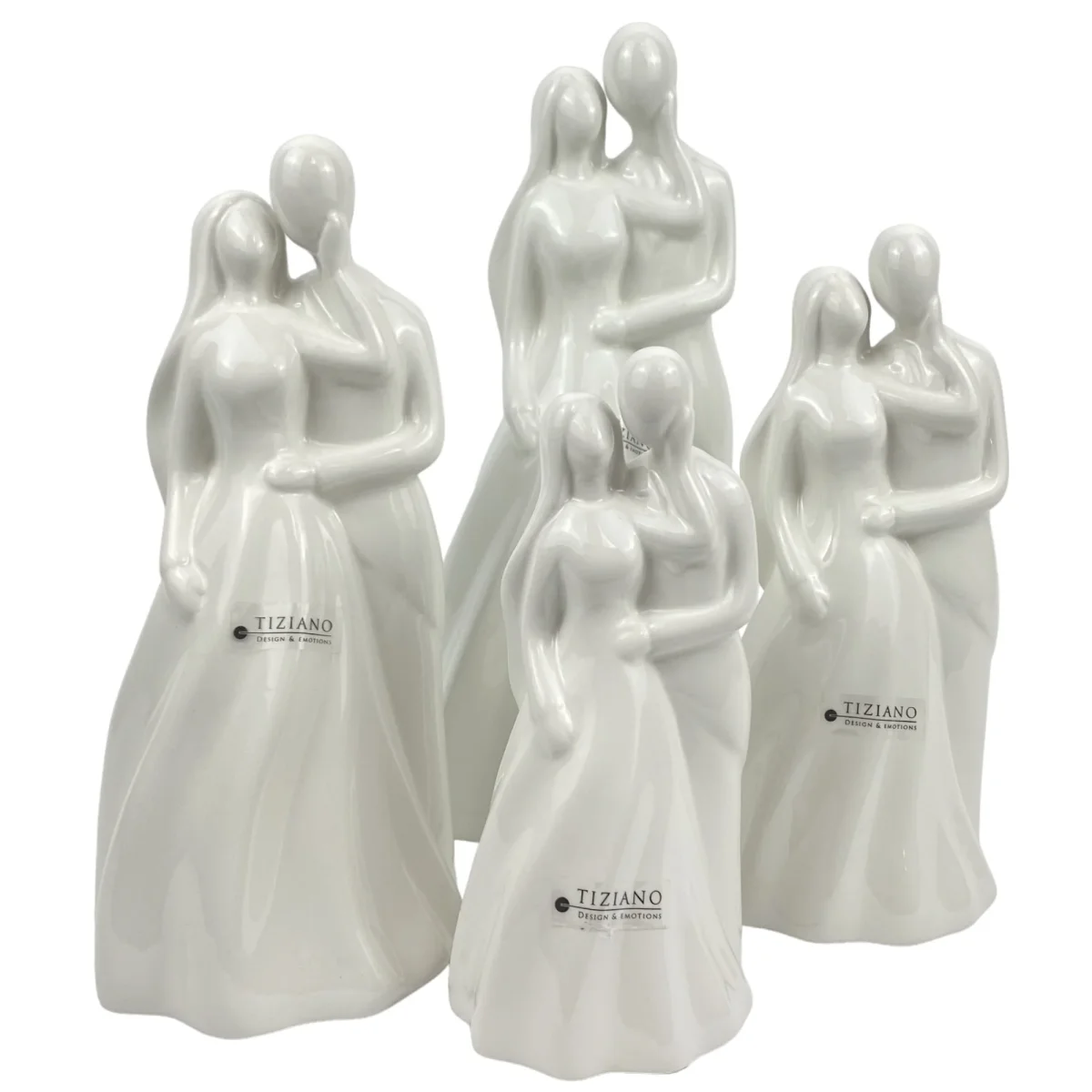 Tiziano Dekopaar Sonora Keramik Dekoration Creme Weiß 17 cm 21 cm 23 cm 29 cm
