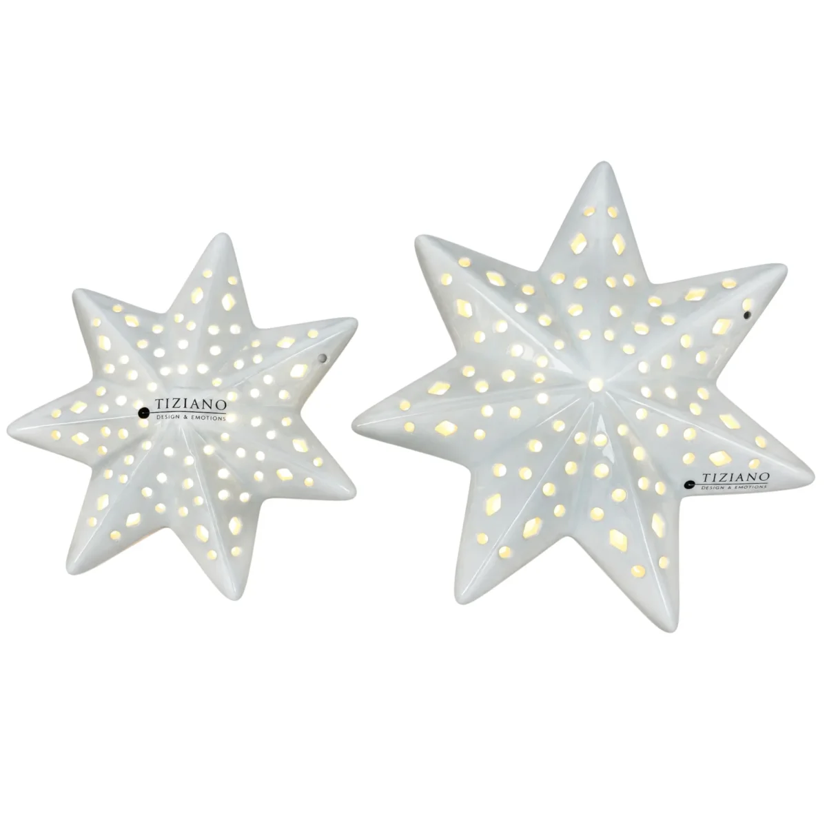 Tiziano LED Keramik Deko Stern Strella mit Timer 10 cm 13 cm – Bild 2